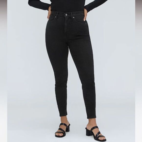Everlane NWT The Curvy Way High Skinny Jean in Black Size 30 Crop - Picture 1 of 14